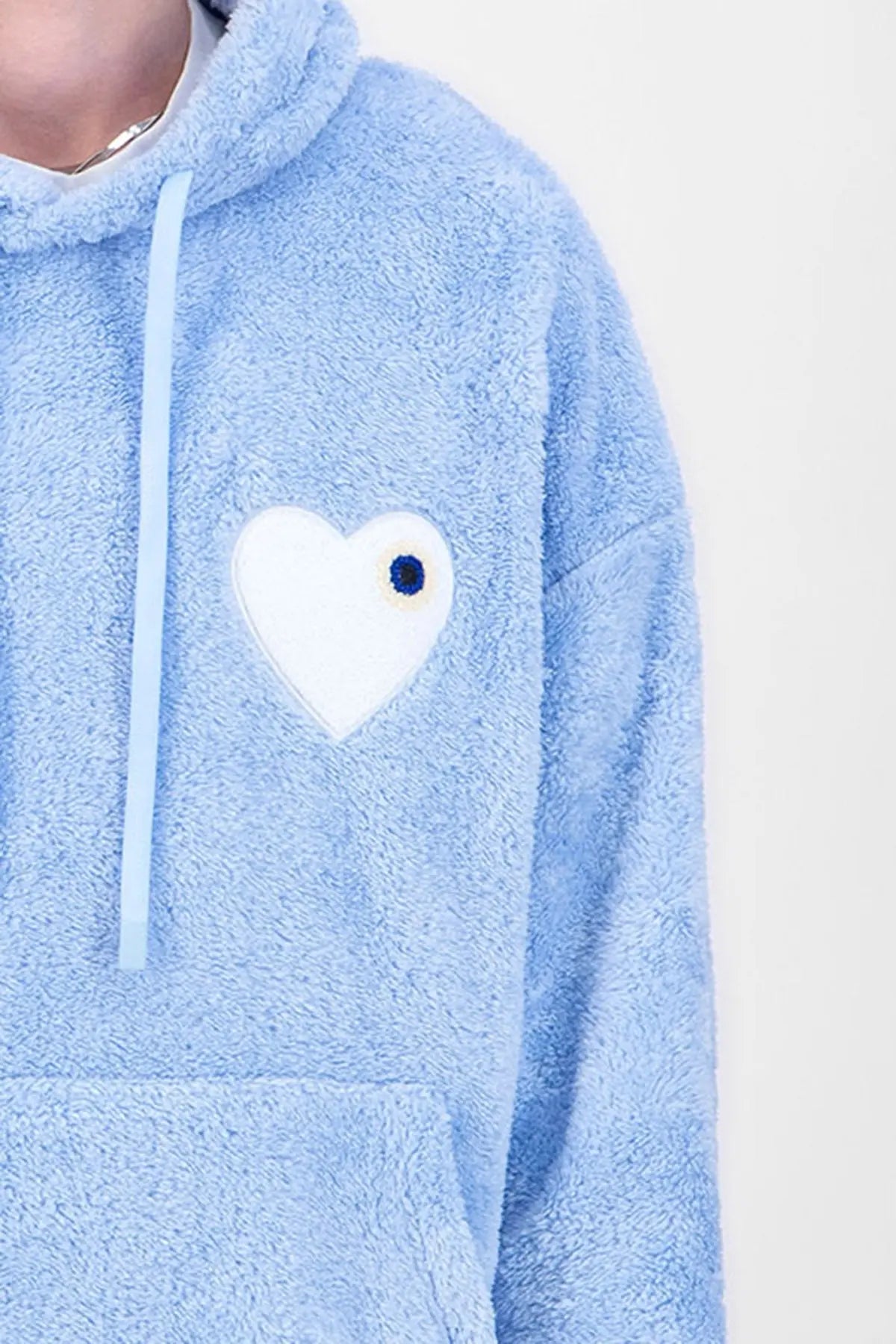 Sweat Moumoute à Capuche Ciel Avec Cœur Blanc - bonhomme