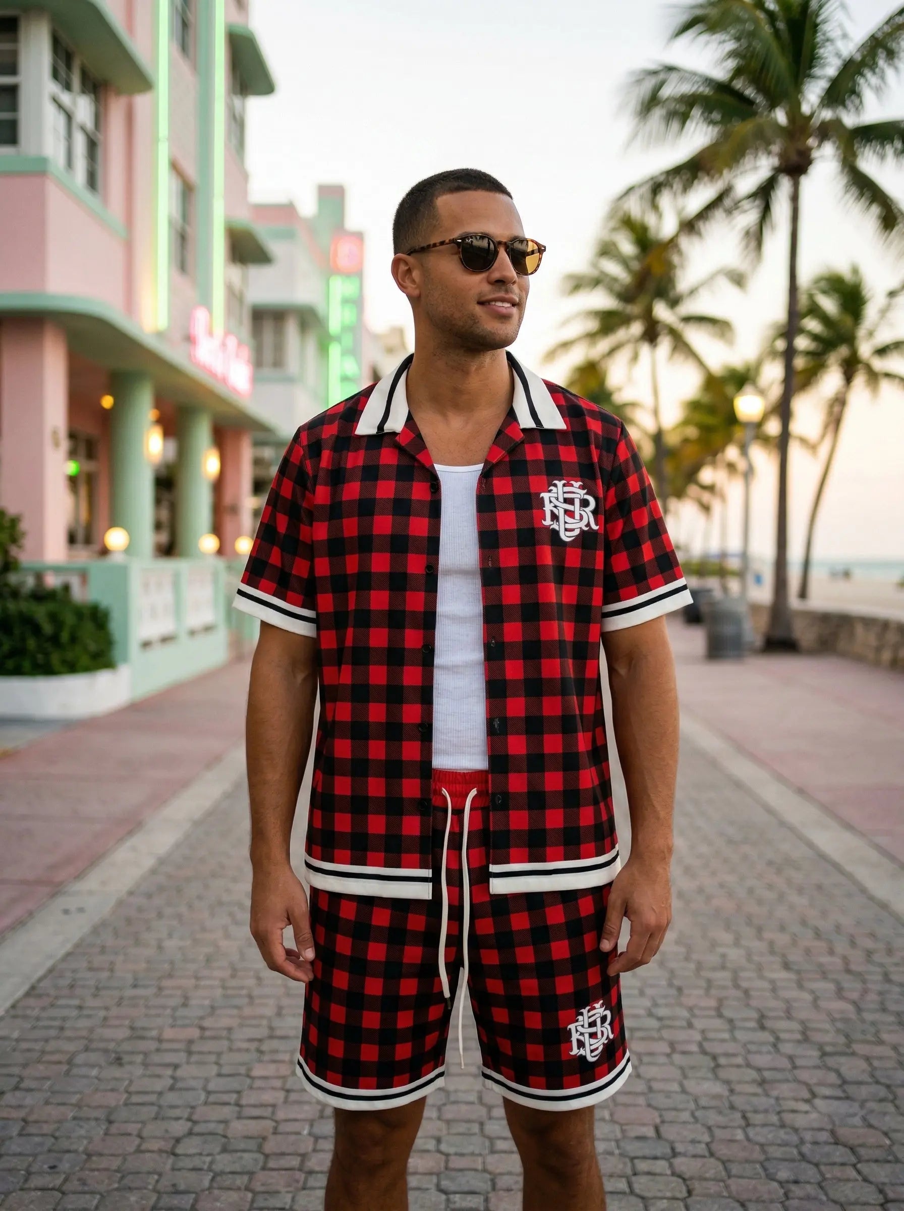 Ensemble Homme chemise short à carreaux Style summer street bonhomme
