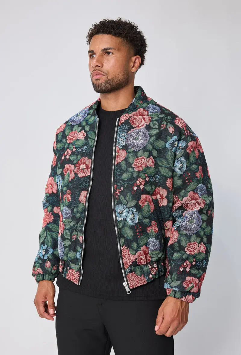 Bomber Homme Floral Noir bonhomme