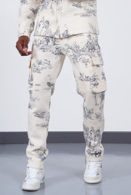 Pantalon Cargo Toile de Jouy