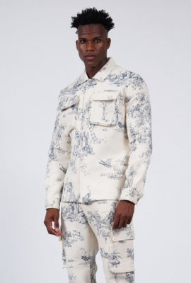 Veste Toile de Jouy Blanc Bleu