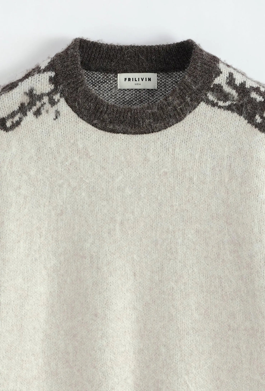 Pull Homme Beige Gris motifs bonhomme