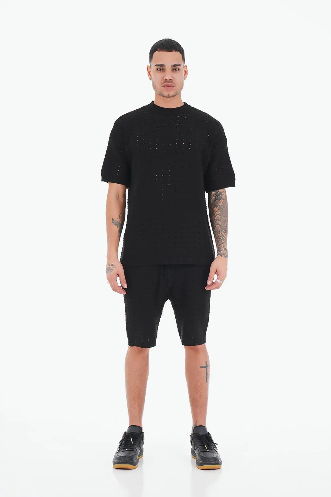 Ensemble Noir maille bonhomme