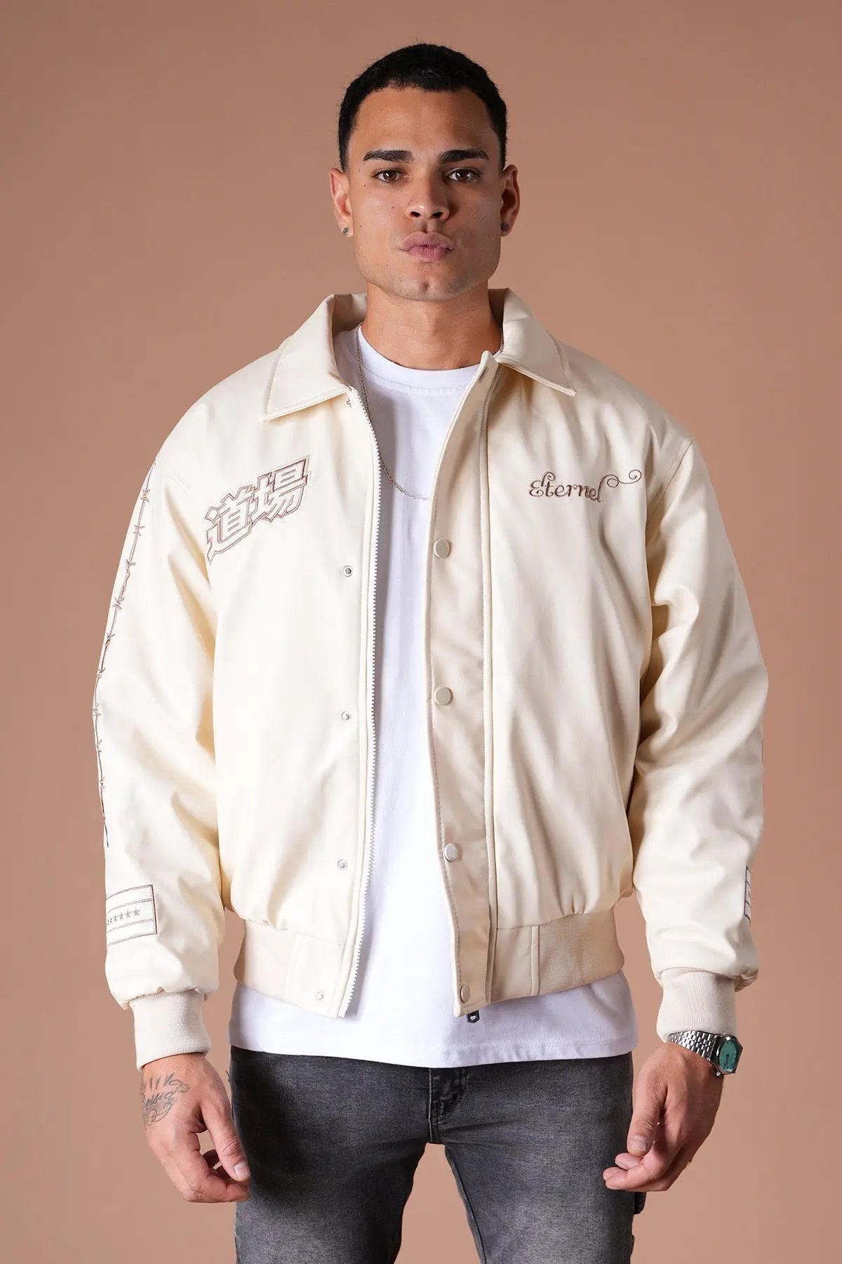 Blouson Ikao Atelier Éternel Similicuir Beige bonhomme