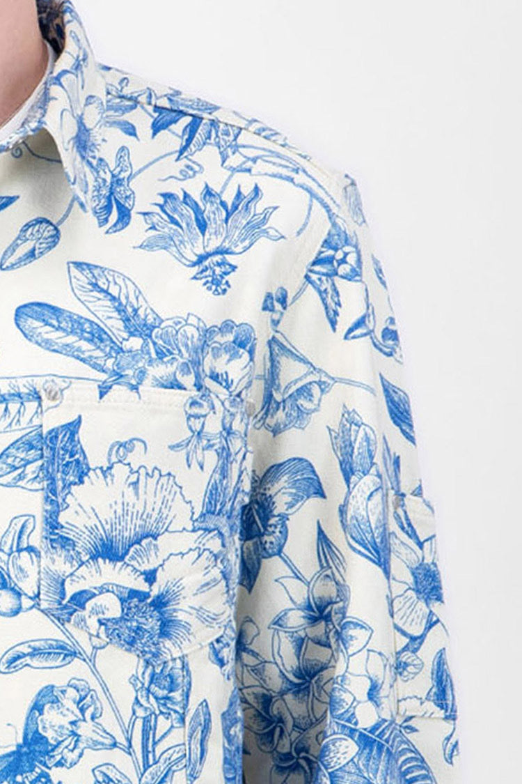 Chemise en Jeans imprimé Floral bleu