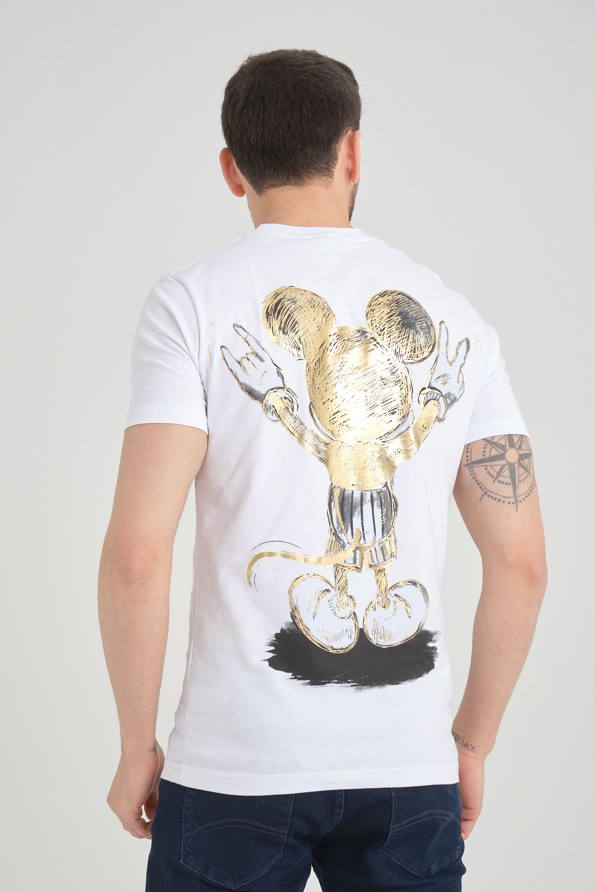 Tee Shirt Mickey Slim Blanc Or