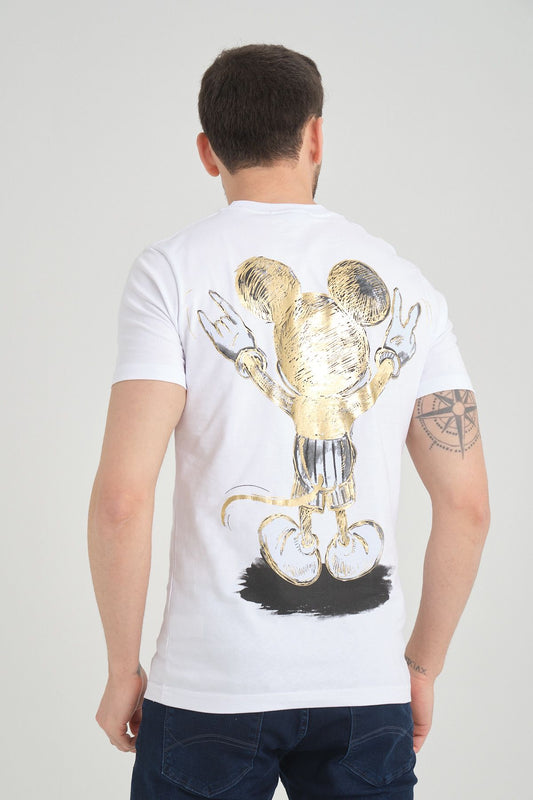 Tee Shirt Mickey Slim Blanc Or