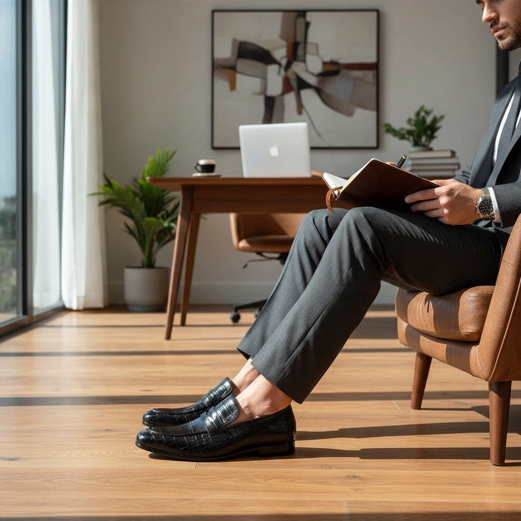 Mocassin Homme Croco Penny Loafer