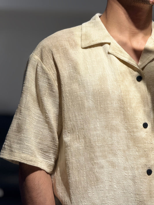 Ensemble Chemise et Short Beige Delavé Lin