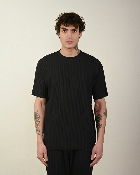 Tee-Shirt Côtelé Noir homme