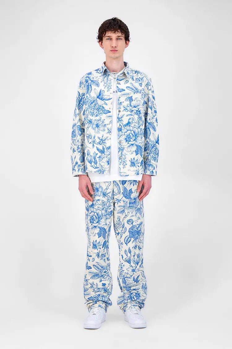 Chemise en Jeans imprimé Floral bleu bonhomme