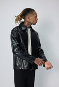 Veste homme zippée simili cuir effet croco – Bonhomme Boutique