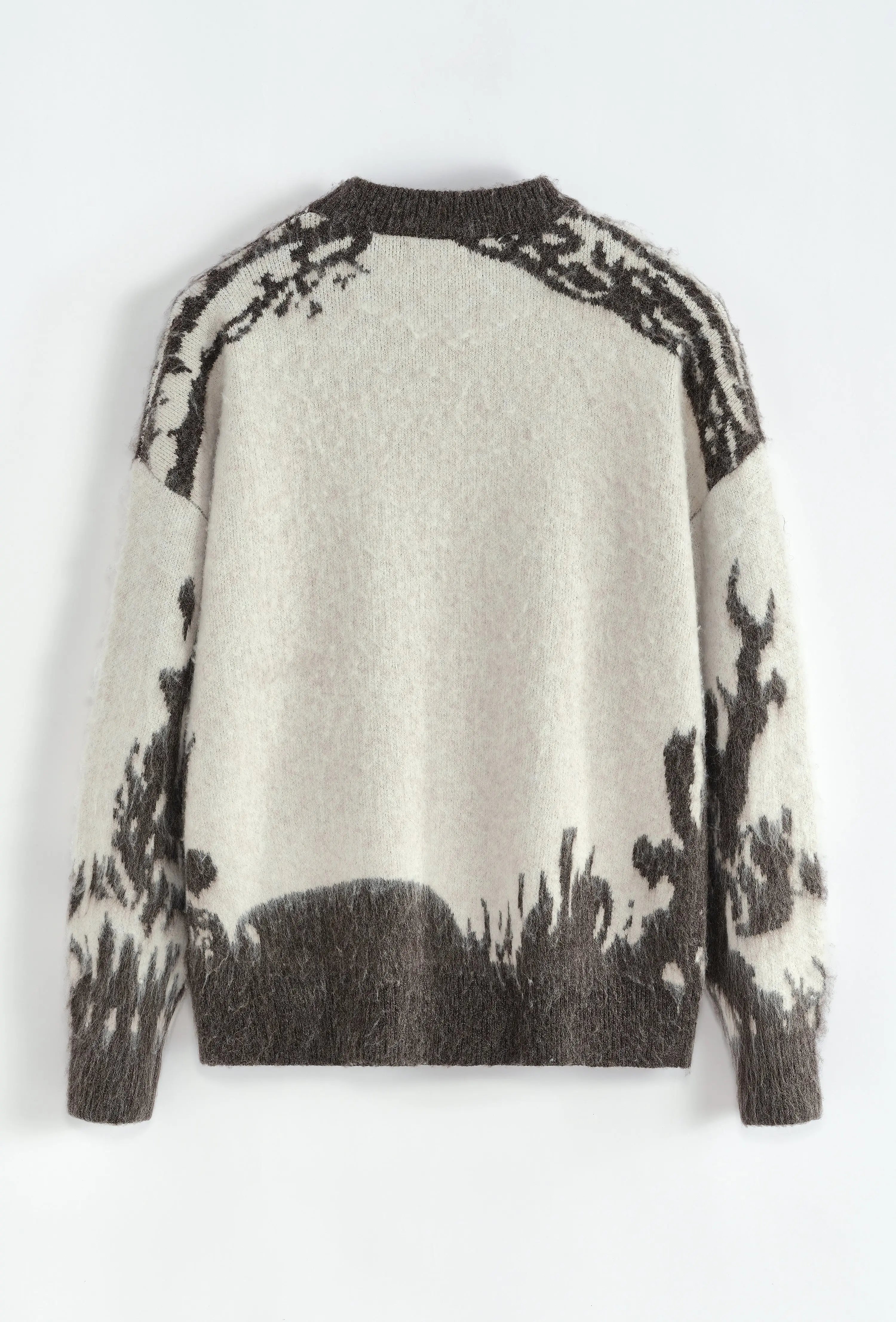 Pull Homme Beige Gris motifs bonhomme