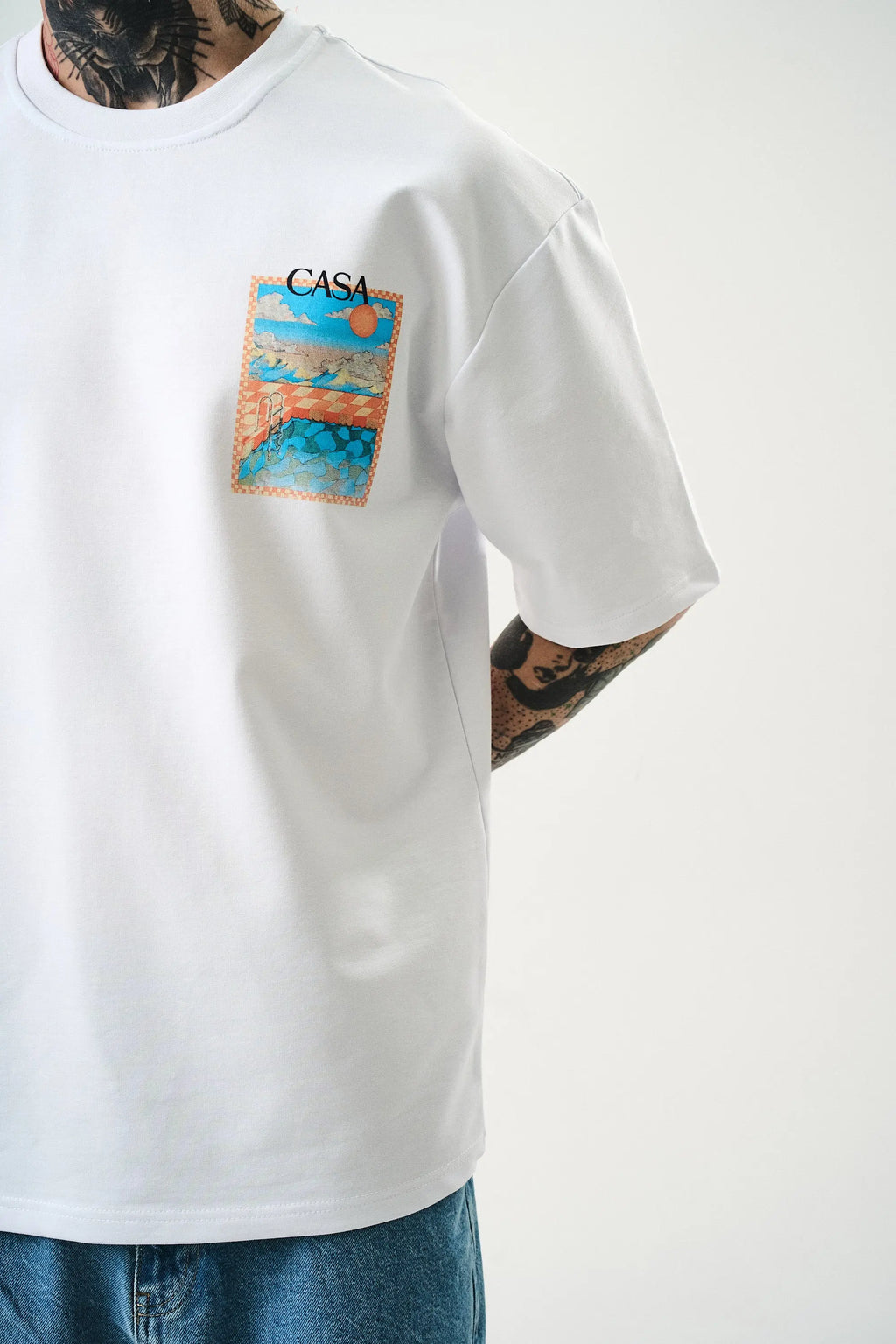 Tee Shirt Casa Piscine Blanc bonhomme