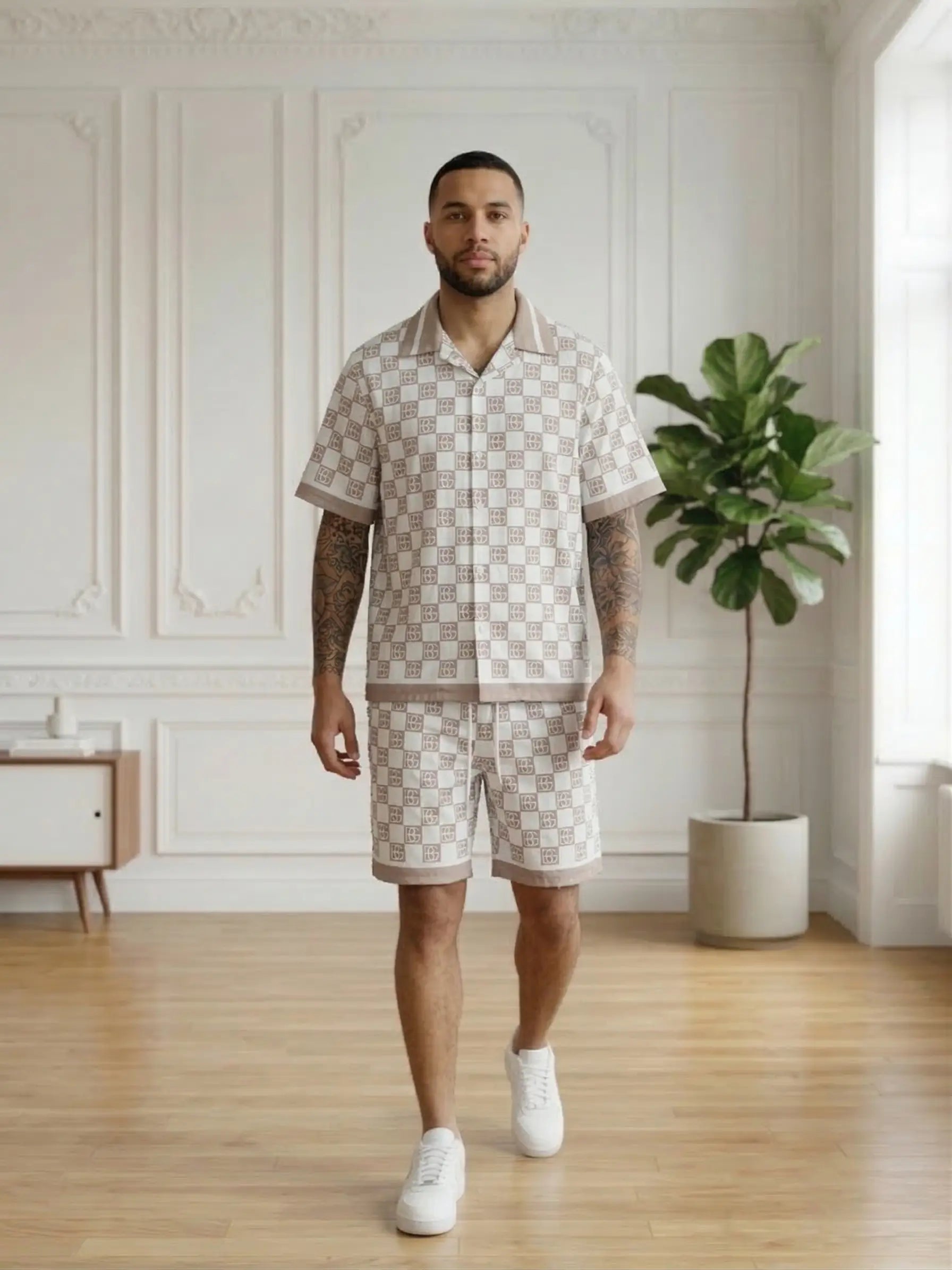 ensemble chemise et short homme imprimé bonhomme