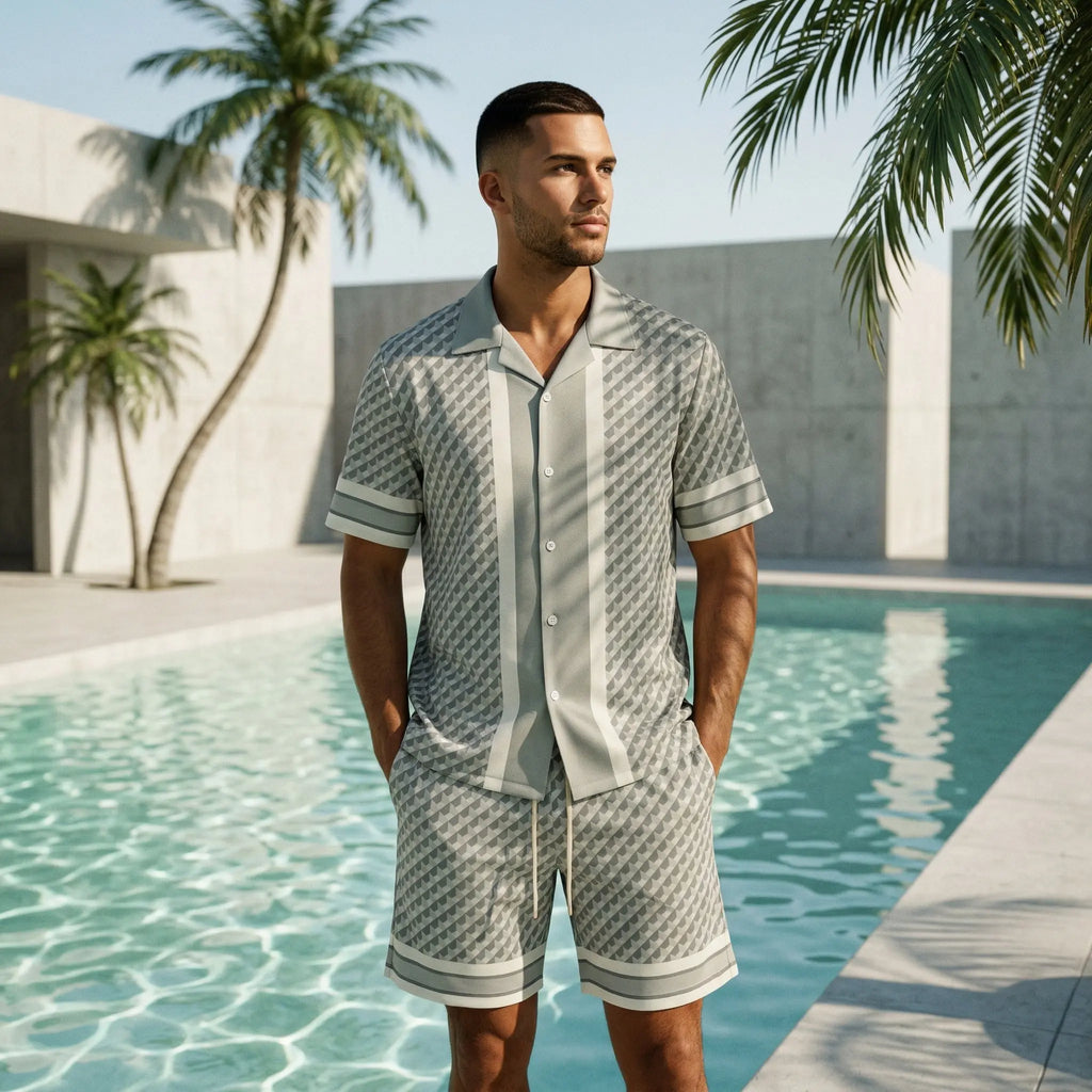 Ensemble Homme chemise & short coupe fluide été bonhomme