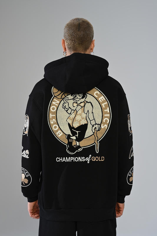 Sweat Capuche Boston Celtics Noir Champion Of Gold