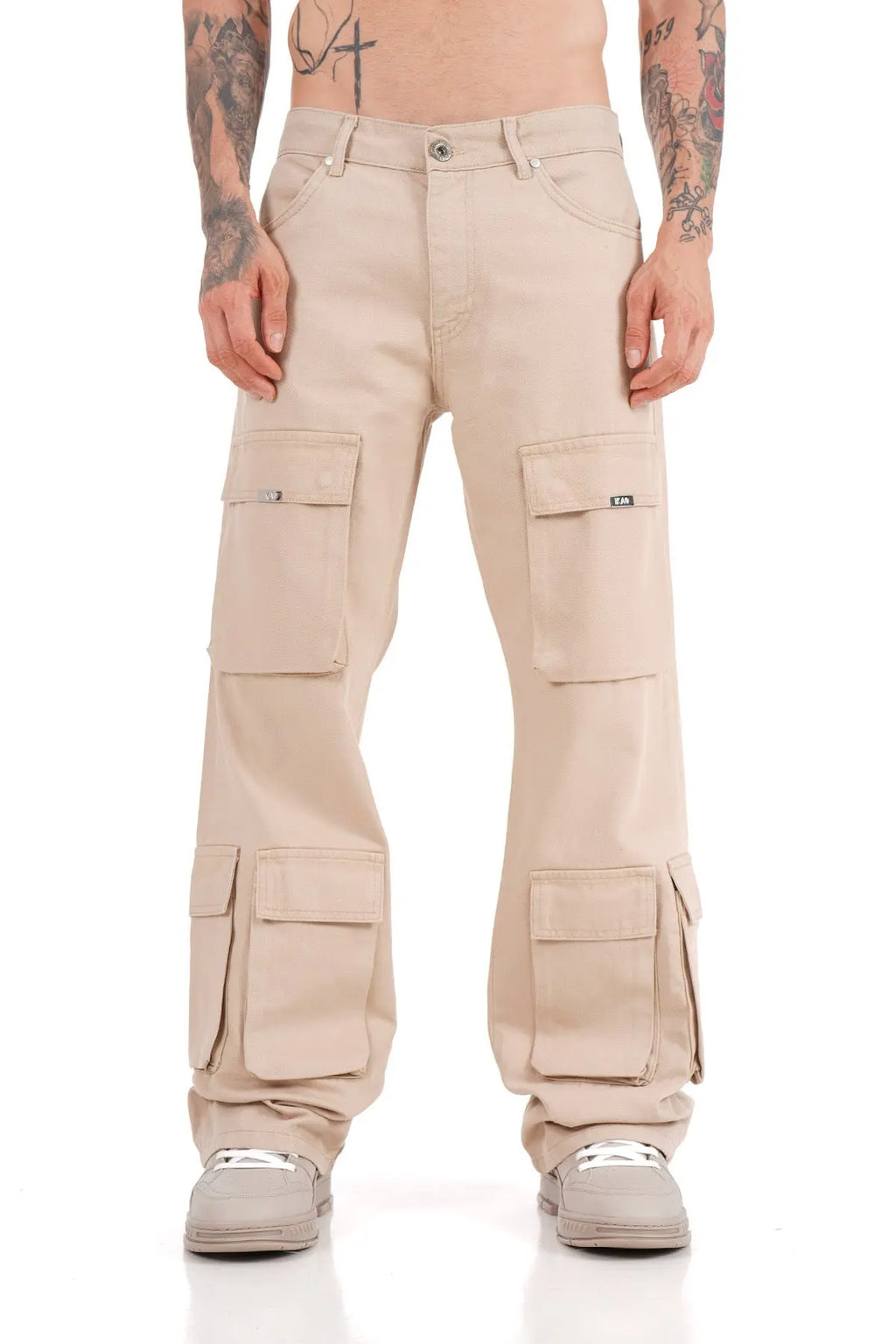 Jeans Beige homme Coupe Large Multipoches bonhomme