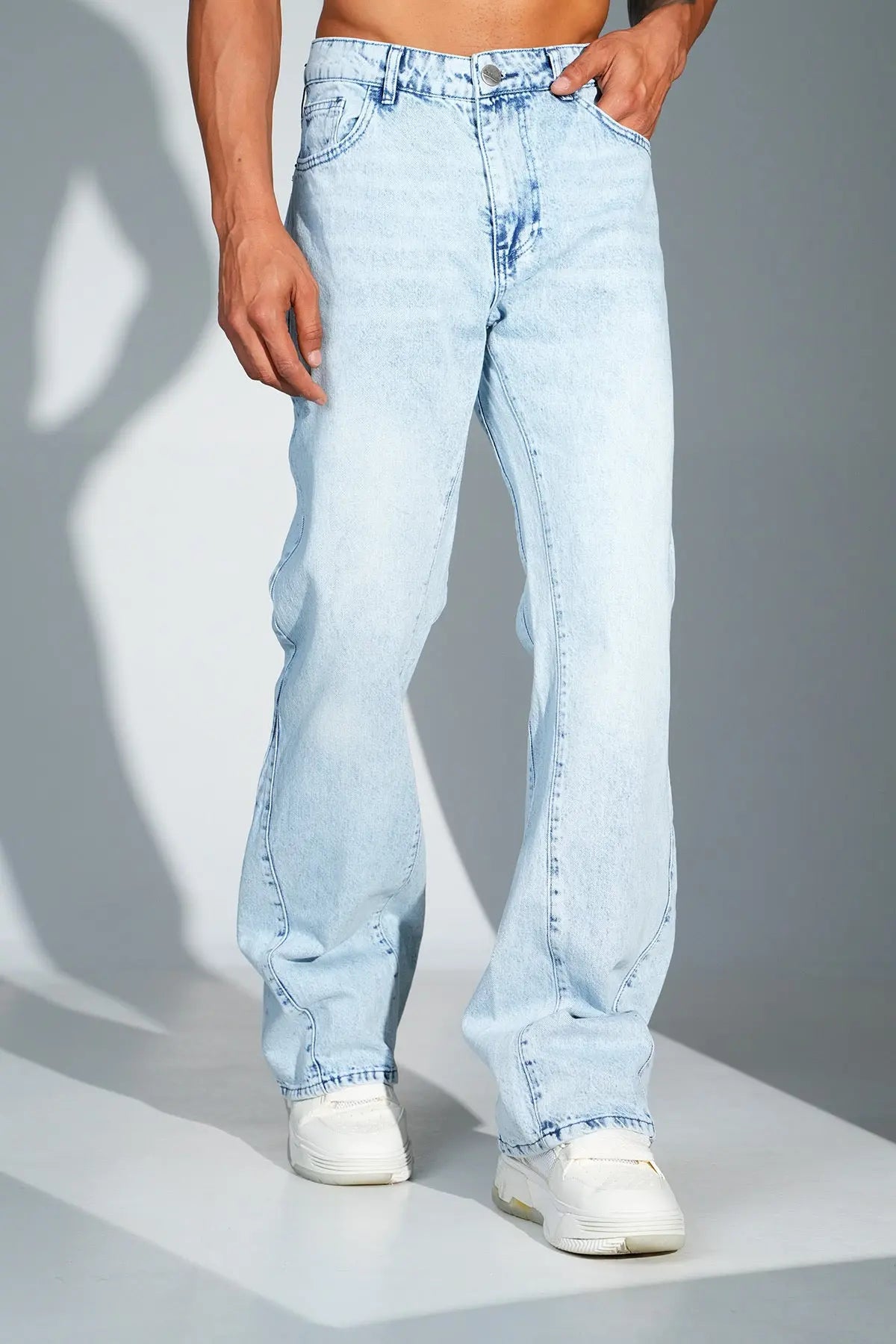 Jean Homme Outfit – Coupe Flare Denim Bleu Clair bonhomme