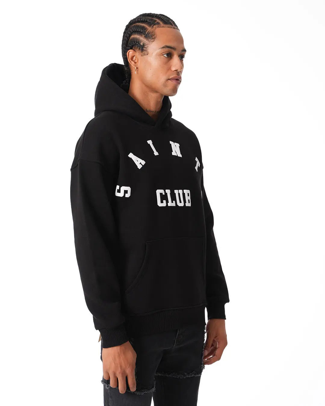 Sweat Capuche Noir "Saint Club" bonhomme