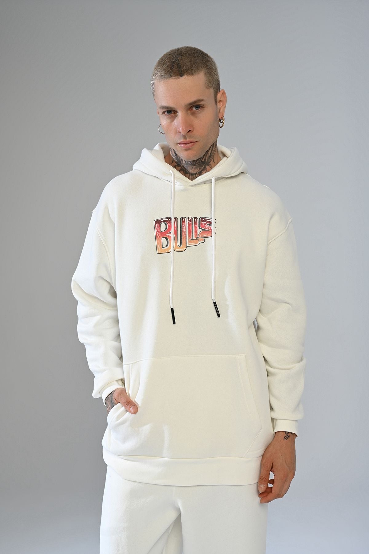 Sweat Capuche Chicago Bulls Blanc Cartoon