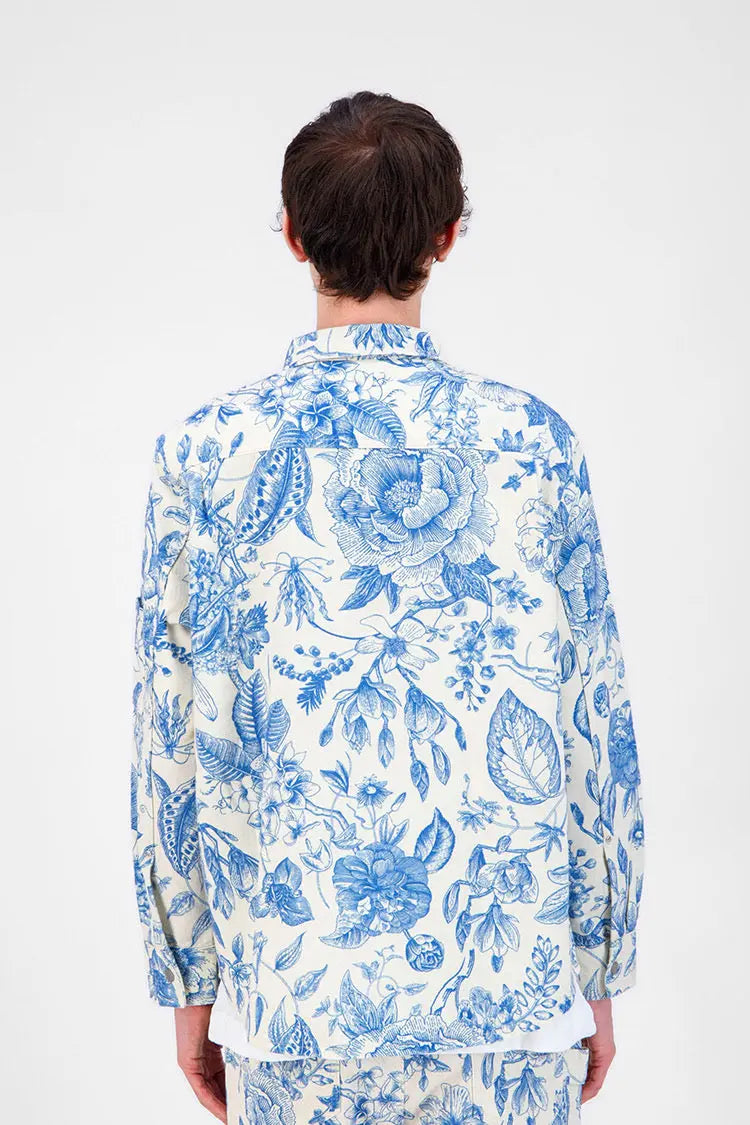 Chemise en Jeans imprimé Floral bleu bonhomme
