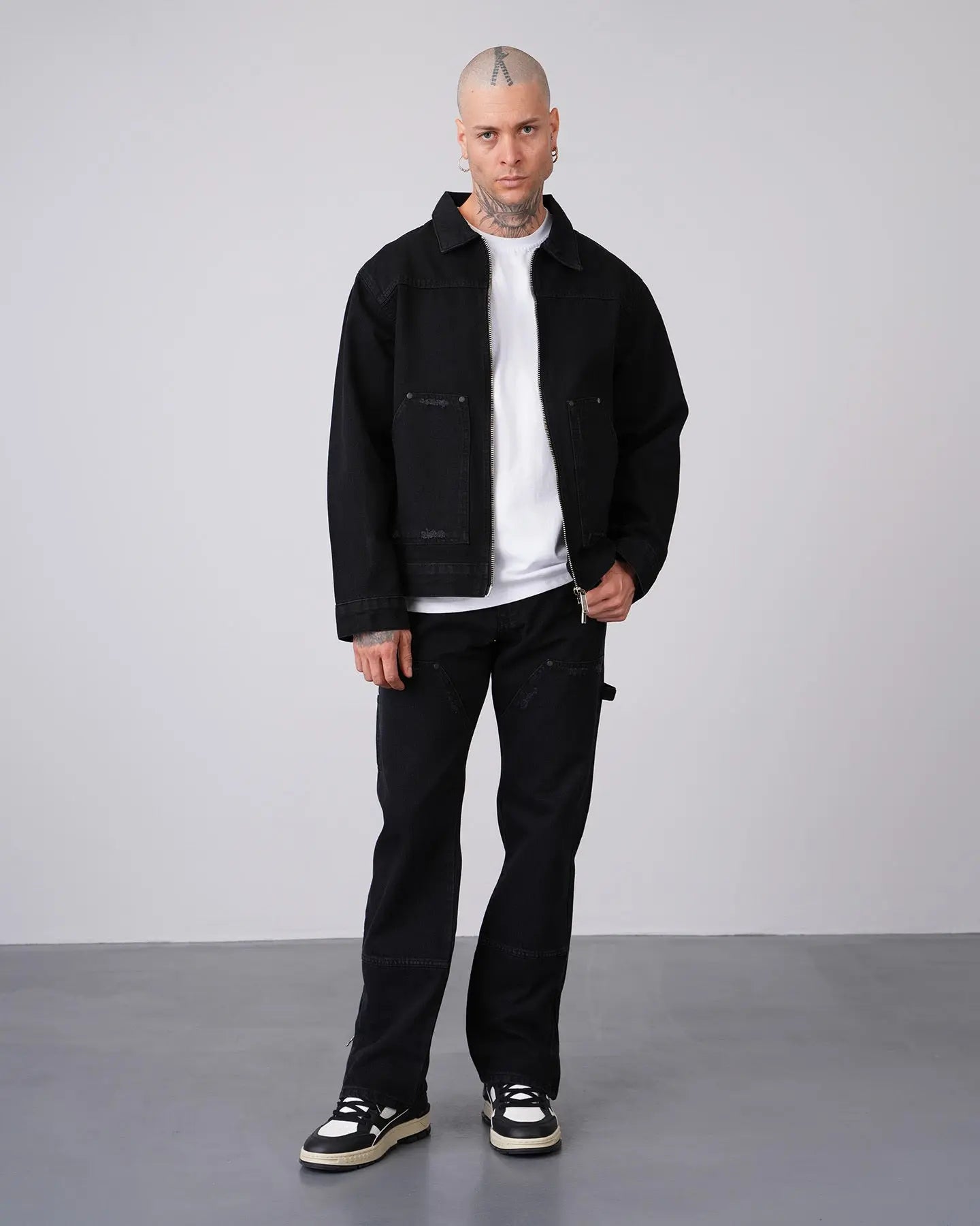 Ensemble Workwear Noir – Veste Denim & Jean Flare Carpenter bonhomme