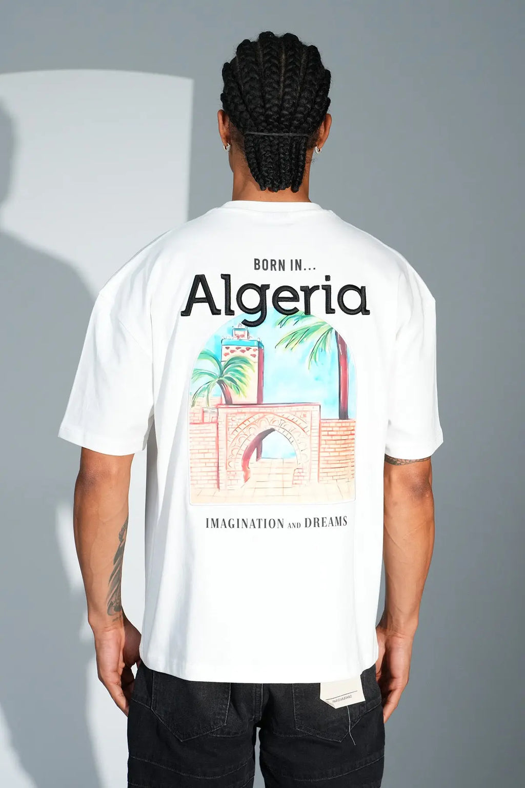 Tee Shirt Born In Algeria Blanc - bonhomme