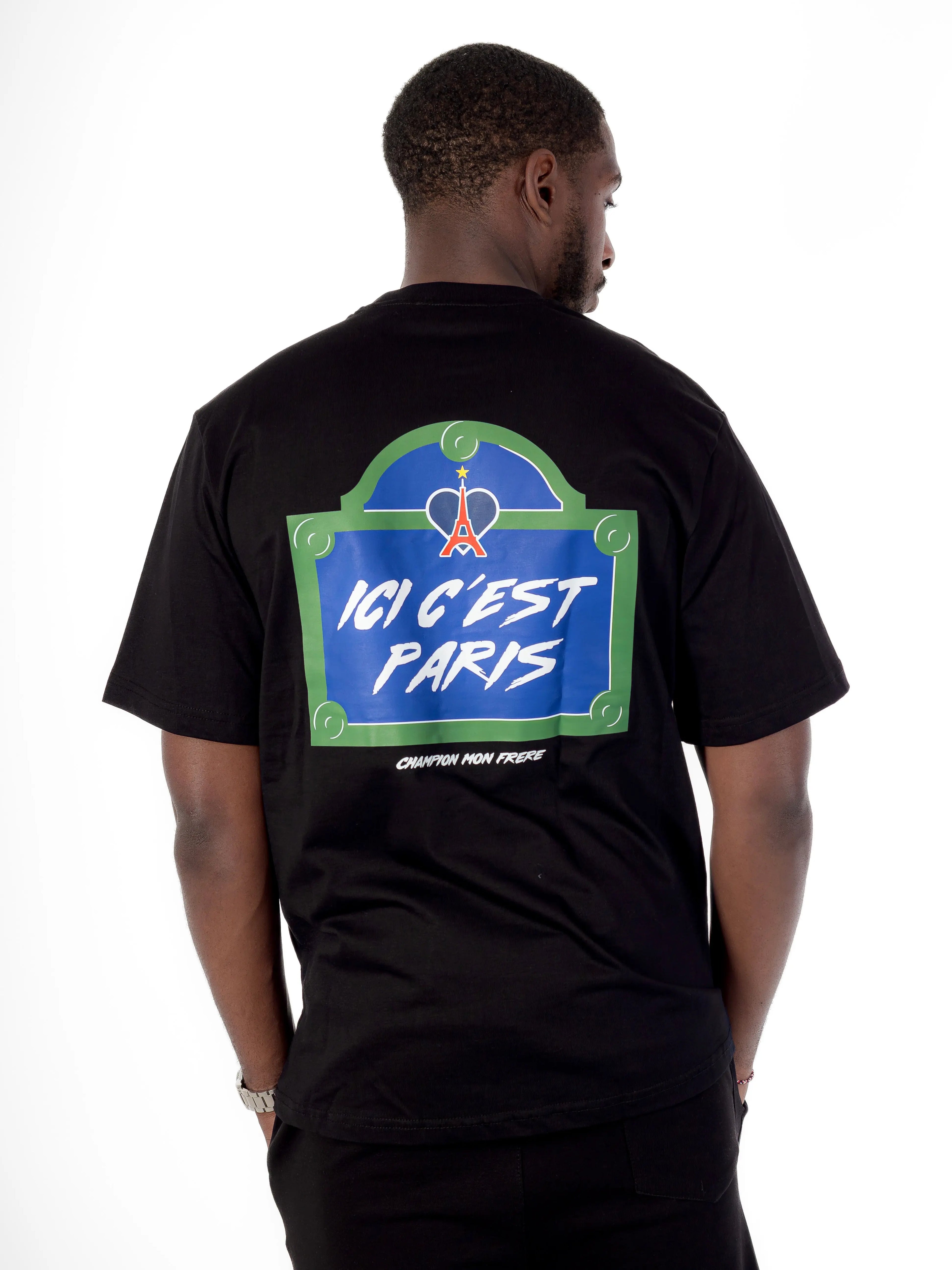 Tee Shirt Ici c'est Paris Noir - bonhomme