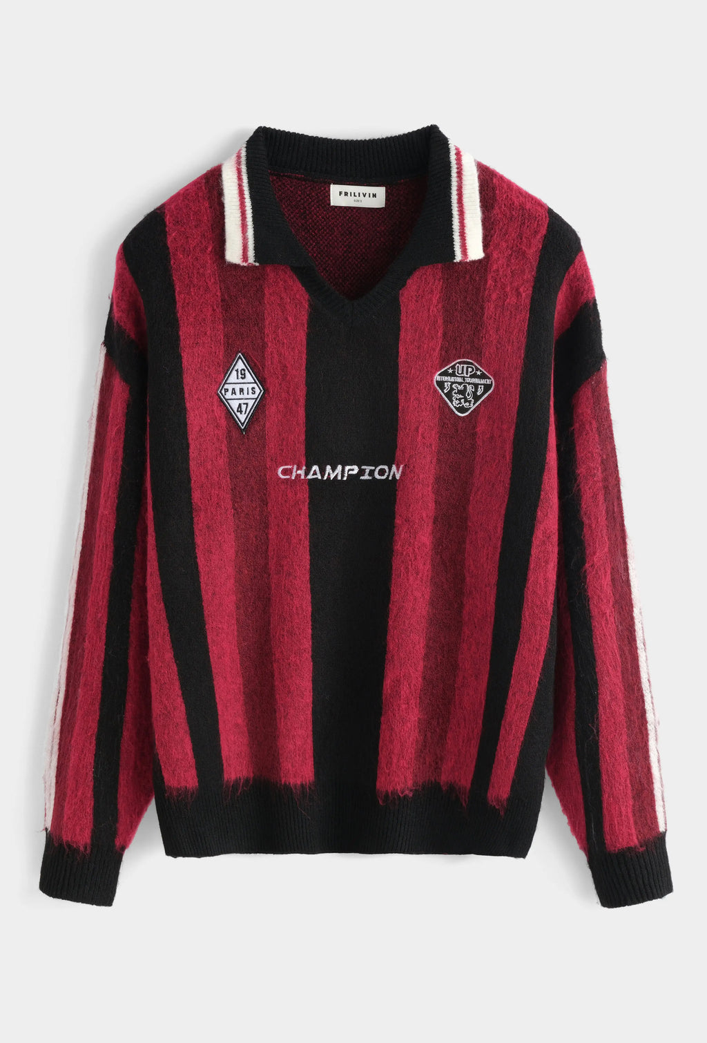 Pull Homme Rayé Rouge et Noir – Style Champion bonhomme