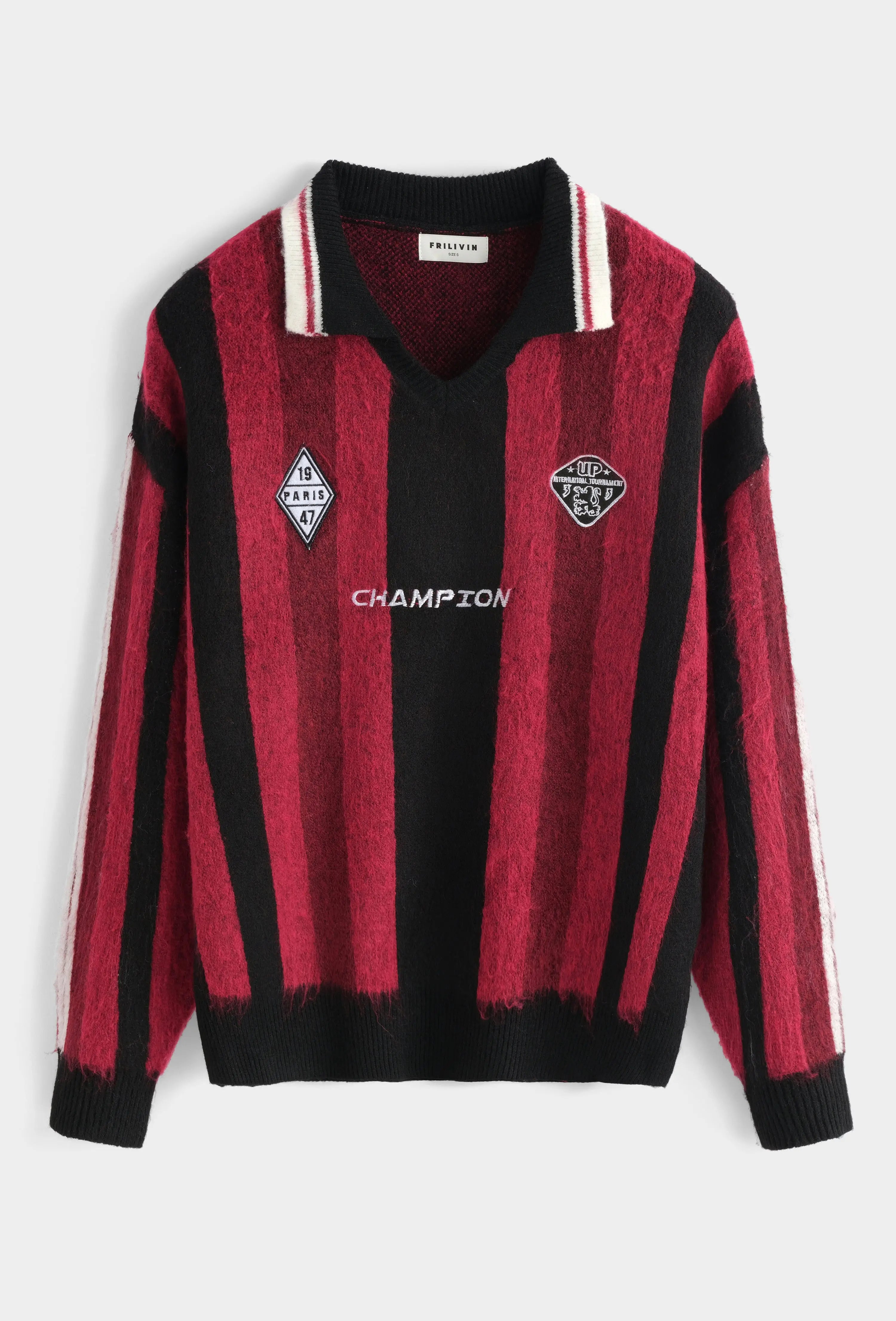 Pull Homme Rayé Rouge et Noir – Style Champion bonhomme