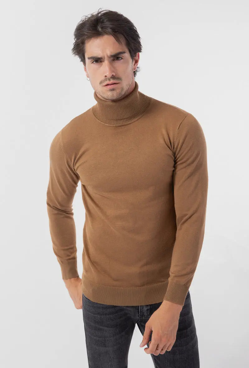 Pull col Roulé Homme Camel bonhomme
