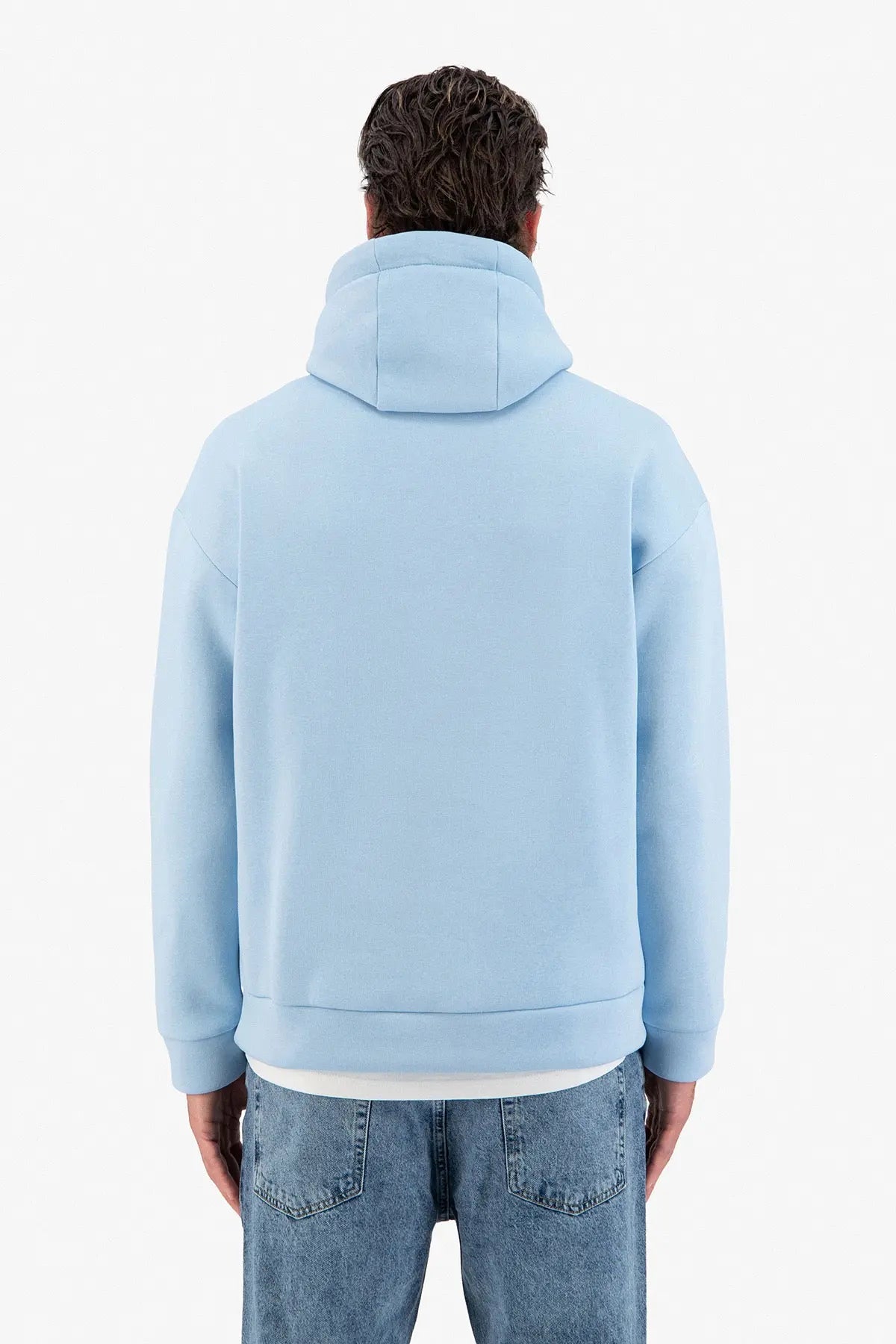 Sweat Capuche Bleu Ciel avec Coeur Rouge bonhomme