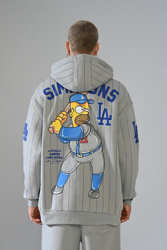 Sweat Capuche Gris Homer Simpson x LA Dodgers