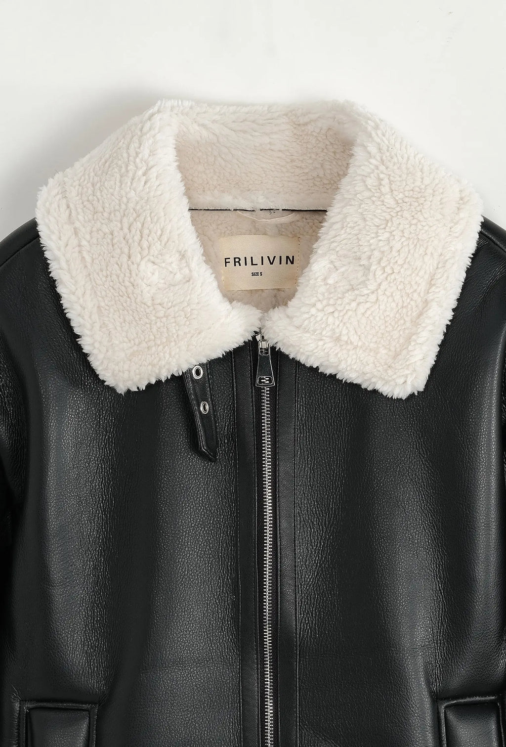 Blouson aviateur noir col sherpa beige homme bonhomme