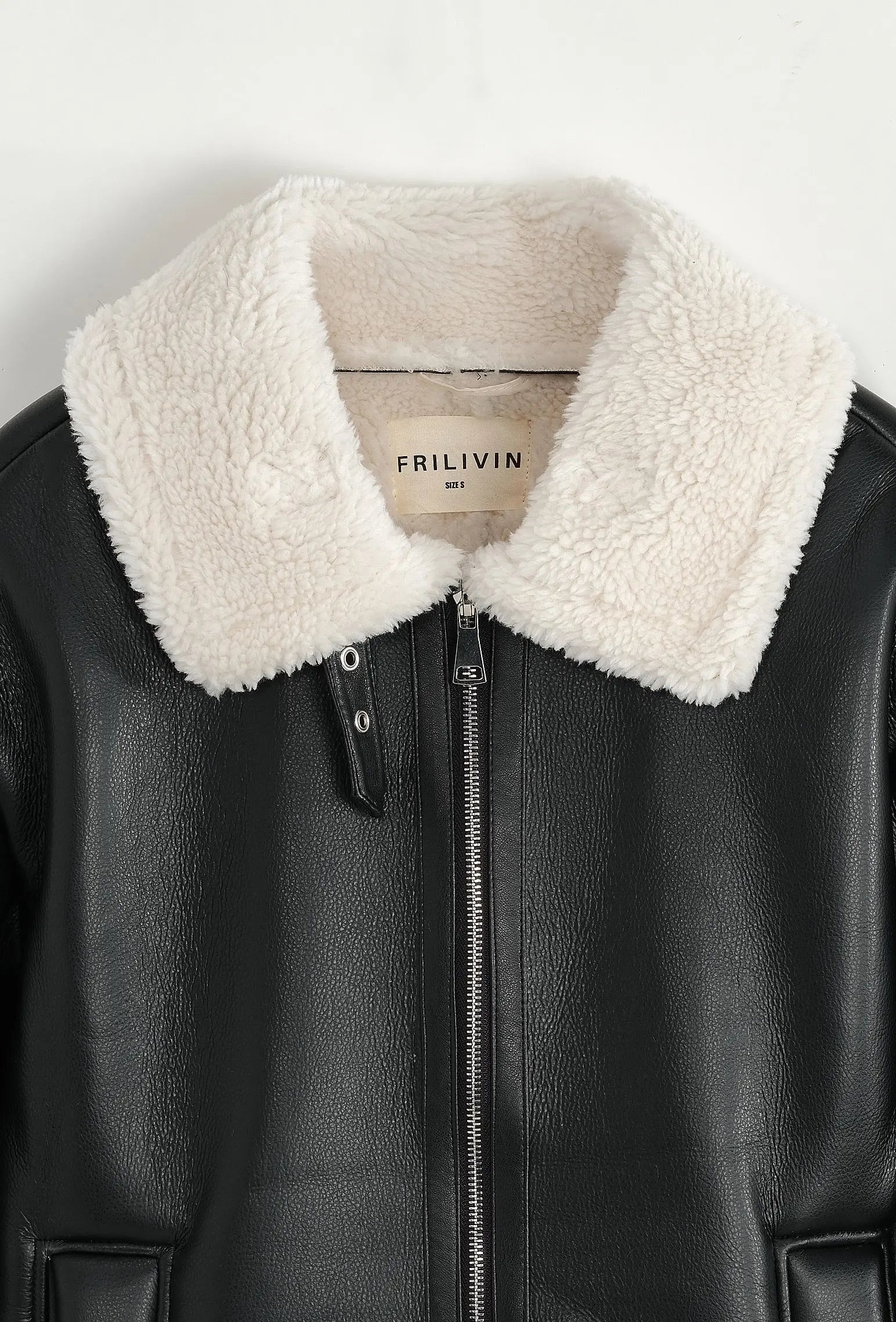 Blouson aviateur noir col sherpa beige homme bonhomme