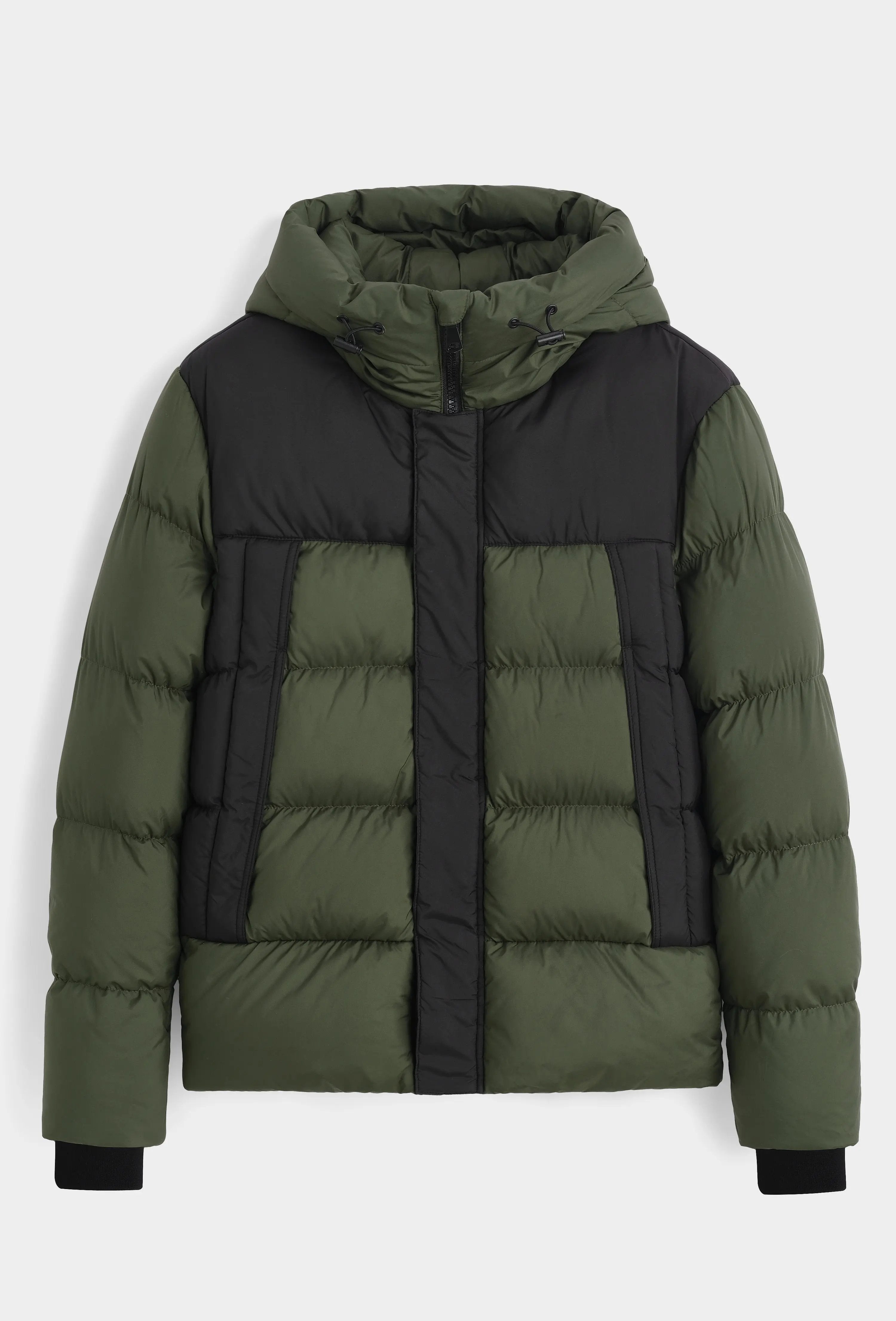 Doudoune Homme Bicolore Kaki & Noir – Style Urbain, Chaude et Tendance bonhomme