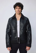 Blouson aviateur noir col classique homme bonhomme