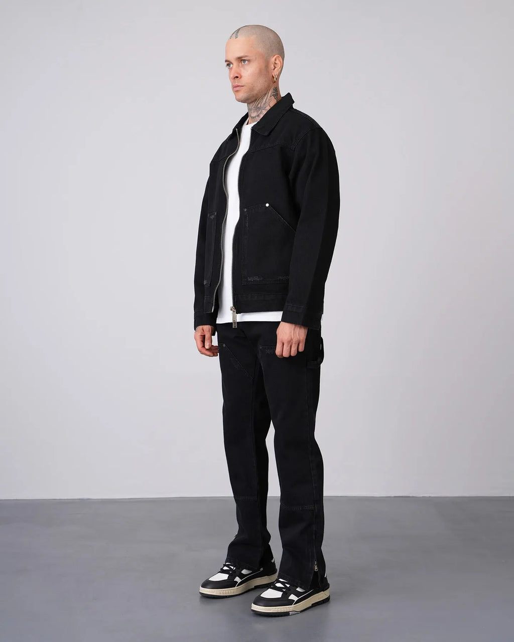 Ensemble Workwear Noir – Veste Denim & Jean Flare Carpenter bonhomme