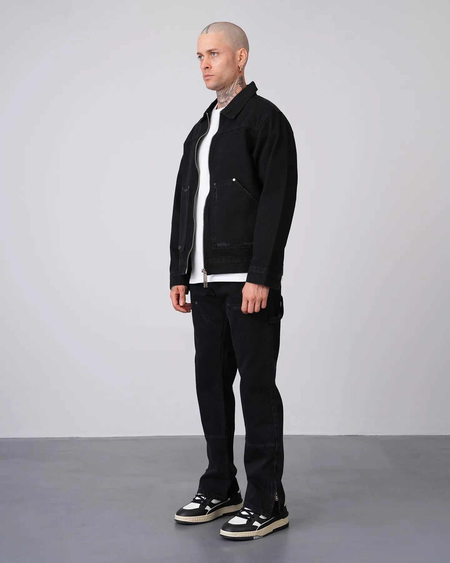 Ensemble Workwear Noir – Veste Denim & Jean Flare Carpenter bonhomme