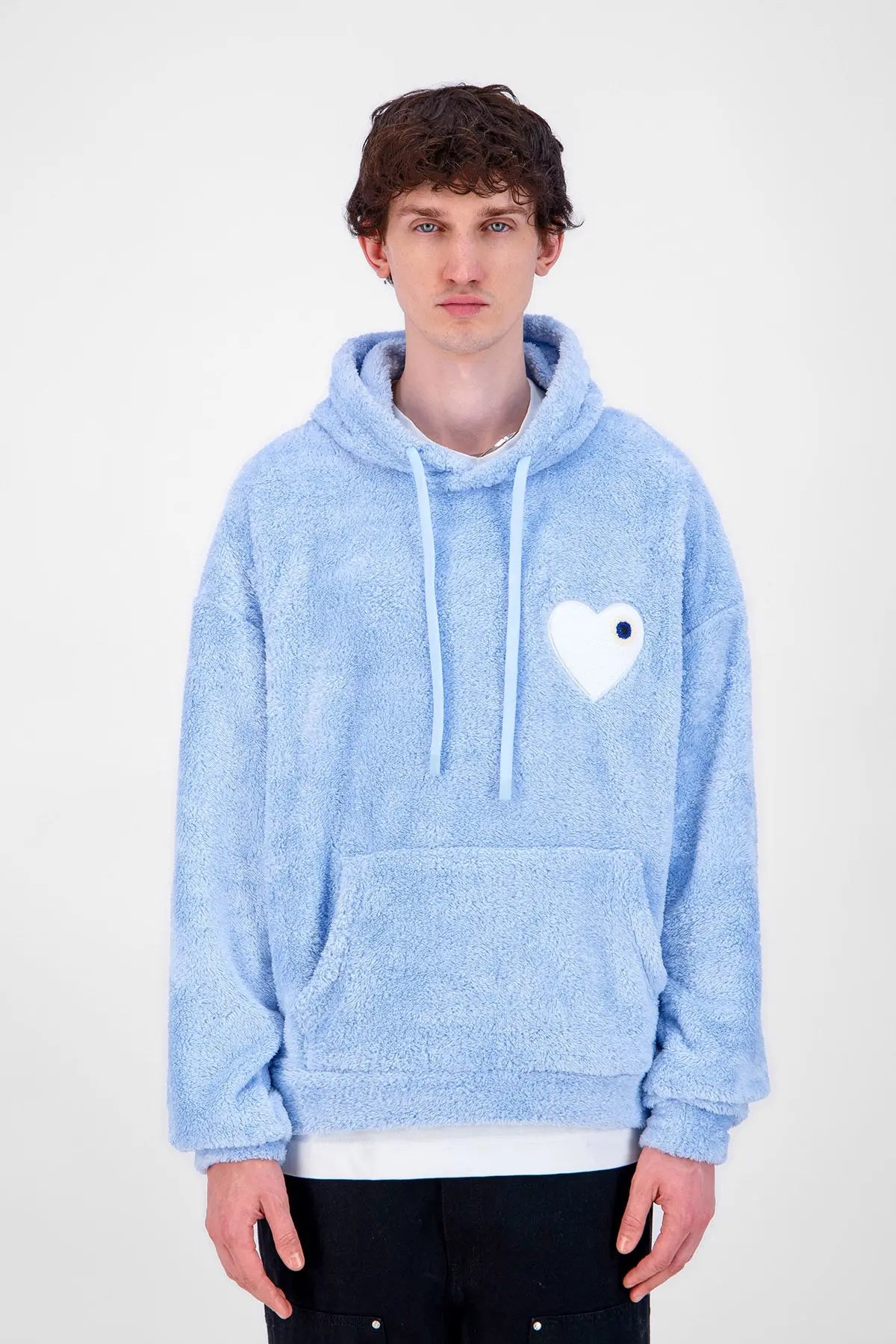 Sweat Moumoute à Capuche Ciel Avec Cœur Blanc - bonhomme