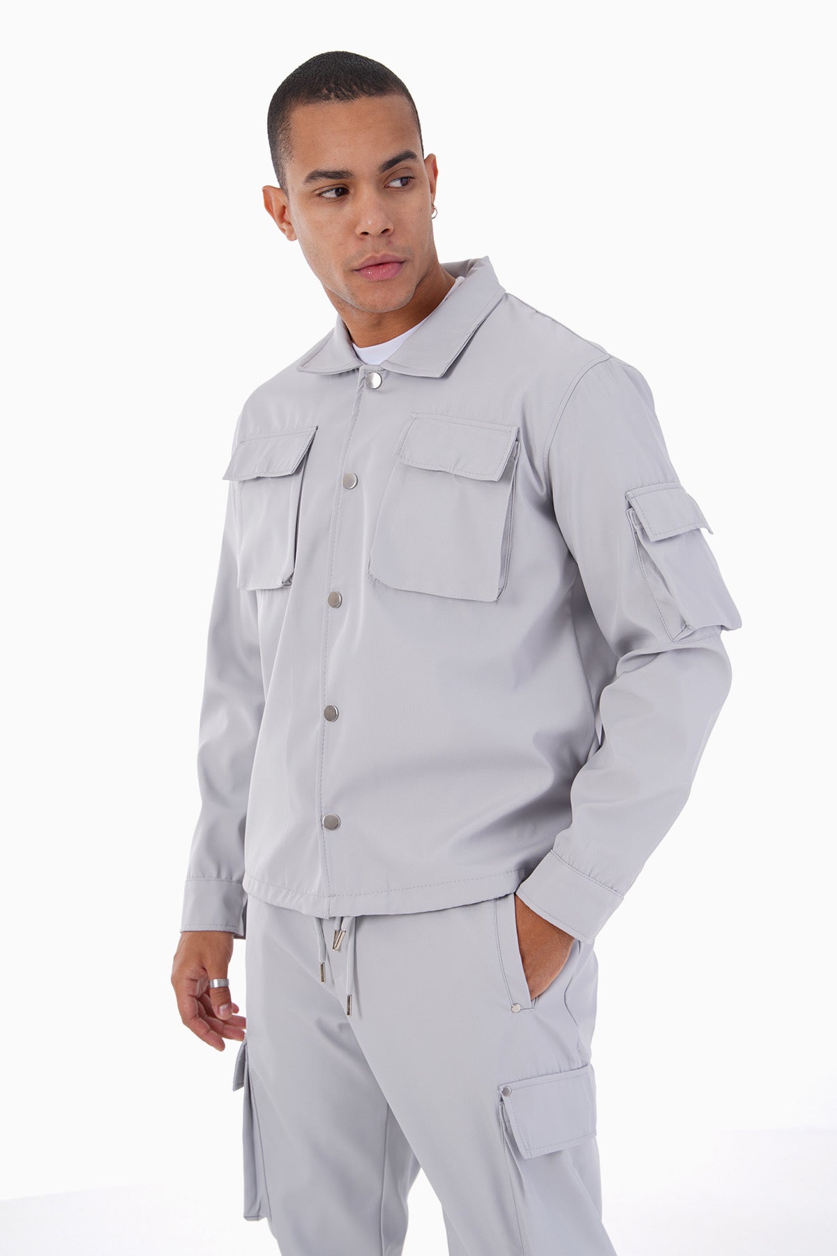 Ensemble Homme Veste et Pantalon Cargo Gris