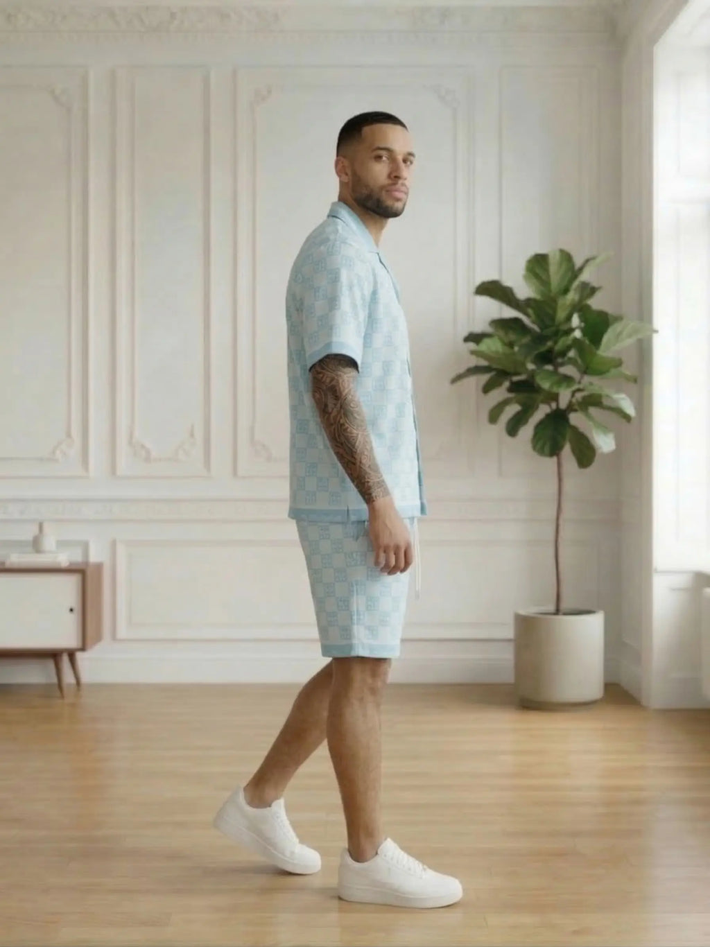 ensemble chemise et short homme imprimé bonhomme