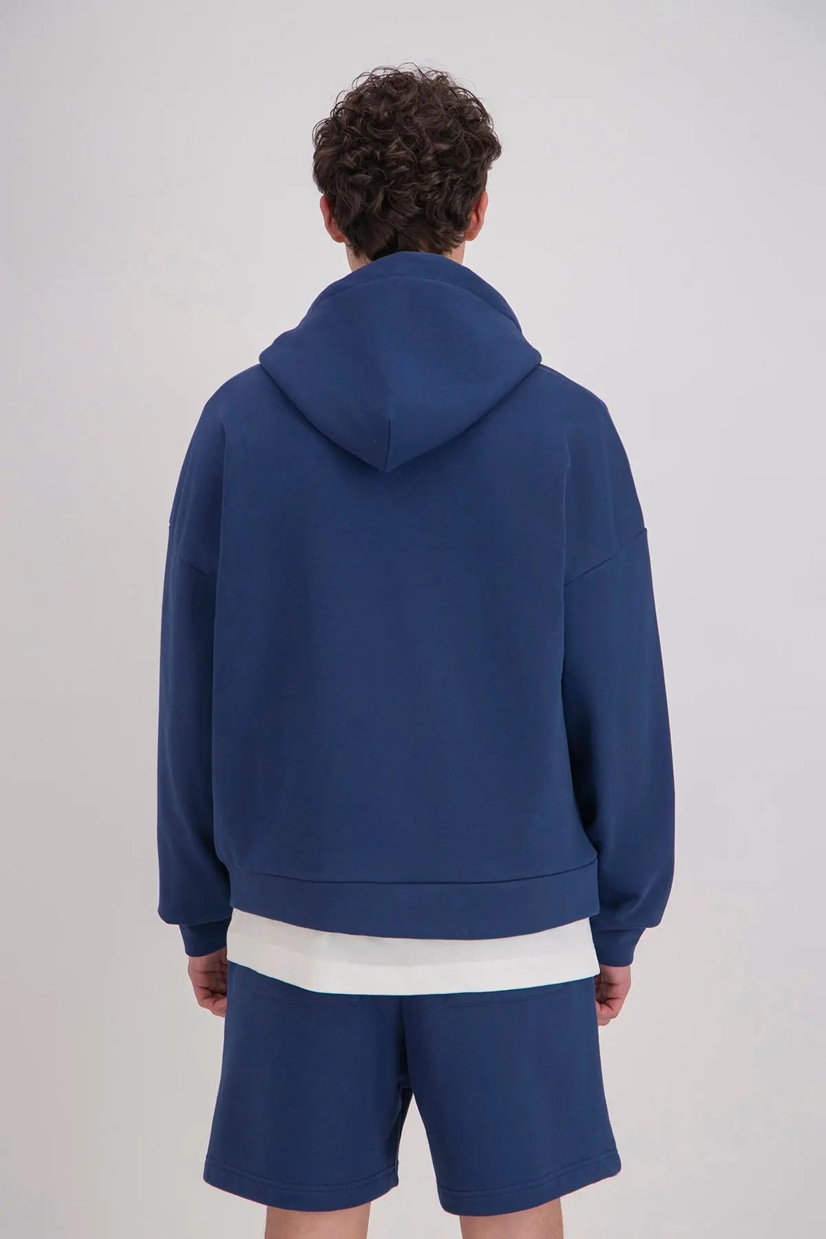 Veste Marine Coeur Blanc avec capuche et fermeture Zip bonhomme