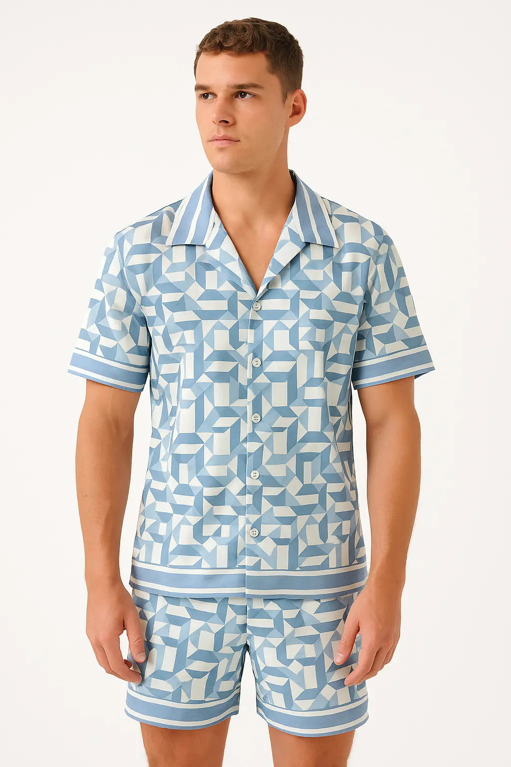 Ensemble Chemise et Short Geometrique Ciel bonhomme