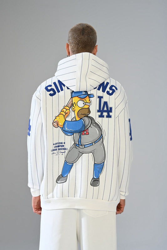 Sweat Capuche Blanc Homer Simpson x LA Dodgers