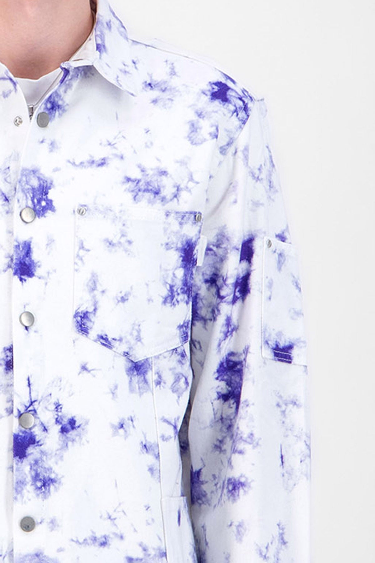 Chemise en jeans blanc tye and dye homme