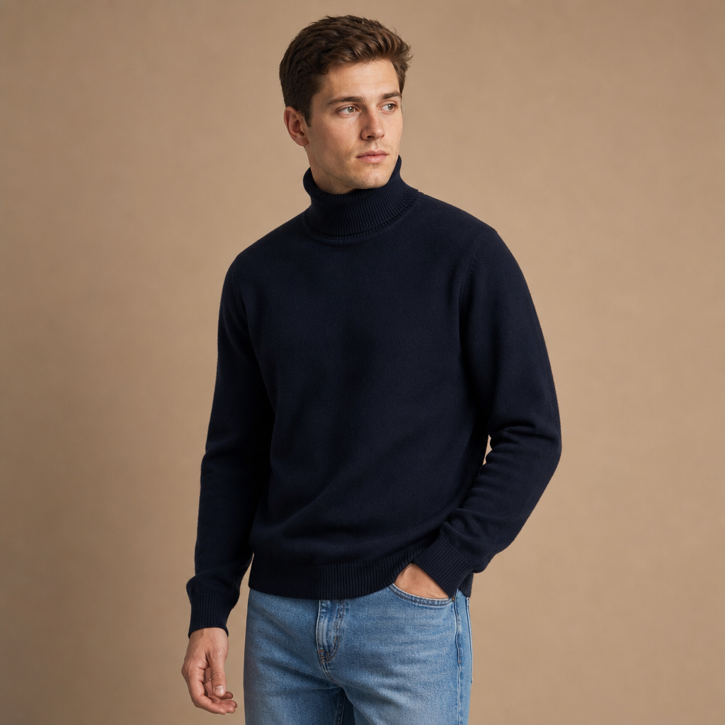 Pull homme col roulé maille – photo 9