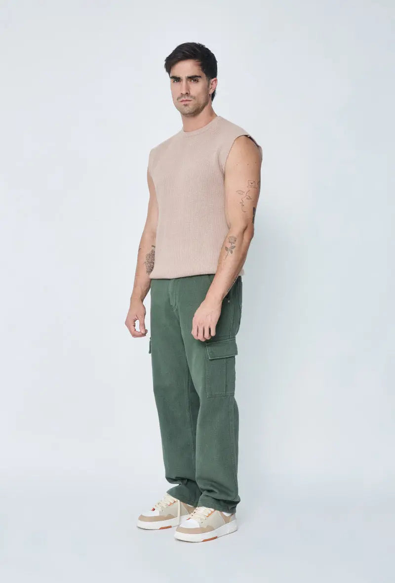 Jeans Cargo Homme Kaki bonhomme