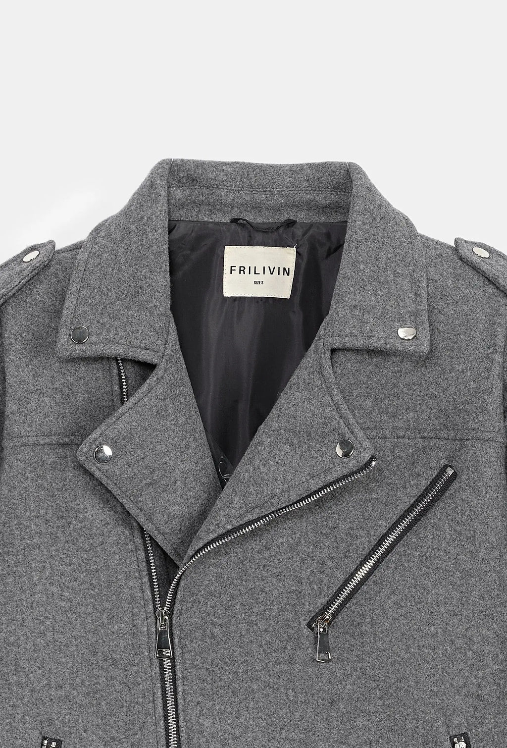 Veste style perfecto gris chiné bonhomme